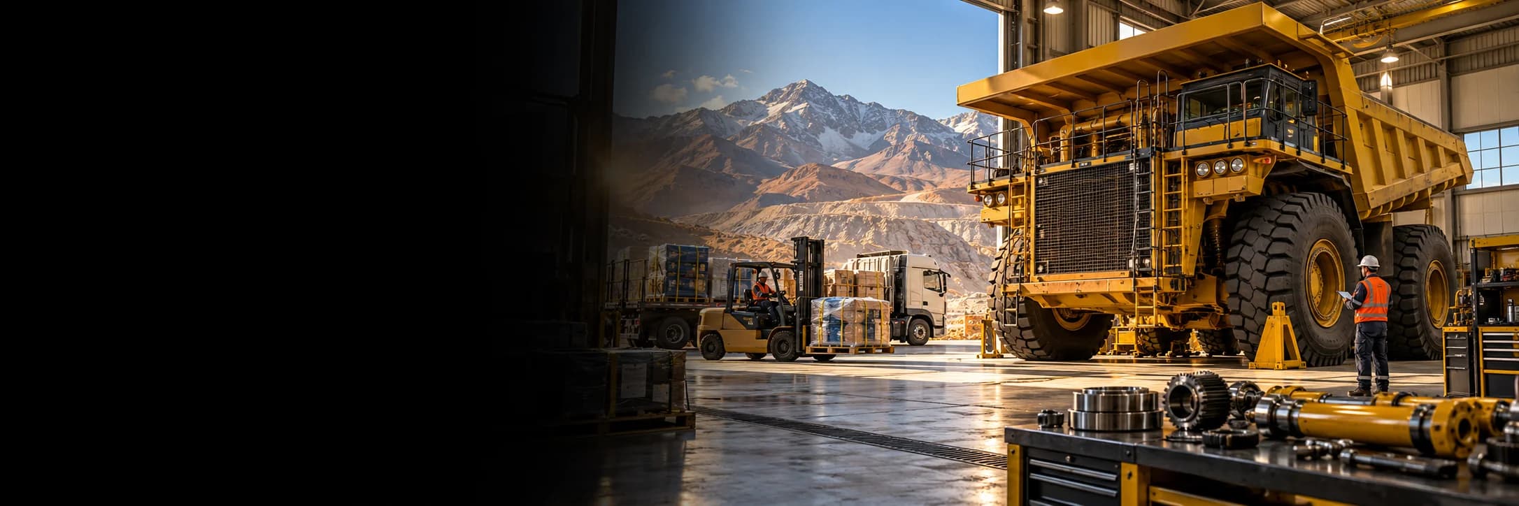 Maquinaria, repuestos y logística en un taller de la industria minera